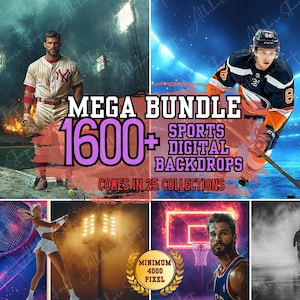 1600+ Bundle Sports Digital Backgrounds, Fog Smoke Overlays, Digital Backdrops PNG, Football, Softball, Soccer, Tennis, Basketball, Hockey