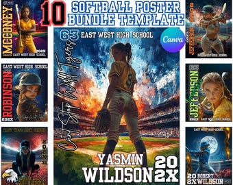 Editable Softball Poster Template: Custom Senior Team Design (Canva)