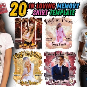 Bundle In Loving Memory Design Editable Canva Template, Funeral & Remembrance, Canva T-shirt Sublimation, Editable Canva Memorial TShirt Png