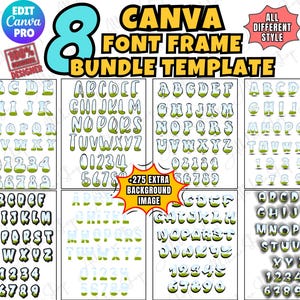 Canva Letter Frames Bundle Doodle Font Png  Template,  Fill Your Own, Alphabet Font Design Photo Collage Editable Fill Printable, Drag Drop