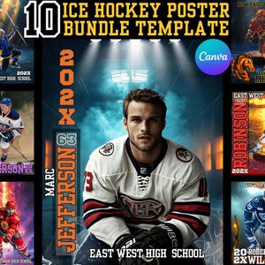 Ice Hockey Senior Banner Template: Custom Sports Poster (Canva)
