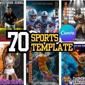 70 Modèles D'affiches De Sports Canva Football, Création D'affiches, Bannières Pour Seniors, Cartes De Baseball, Toiles De Fond De Basket-ball De Volley-ball, Modèles Photo