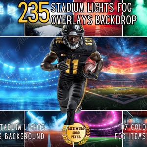 Football Stadium Lights Digital Backdrop: Sports Field Fog (PNG & JPG)