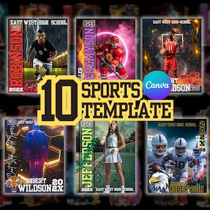 10 modelos de pôsteres esportivos Canva Futebol, crie pôsteres personalizados, faixas para idosos, cartões de beisebol, fundos de futebol e basquete, modelos de fotos