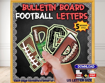Football Letters Alphabet PNG, Sports Bulletin Board (Digital Download)
