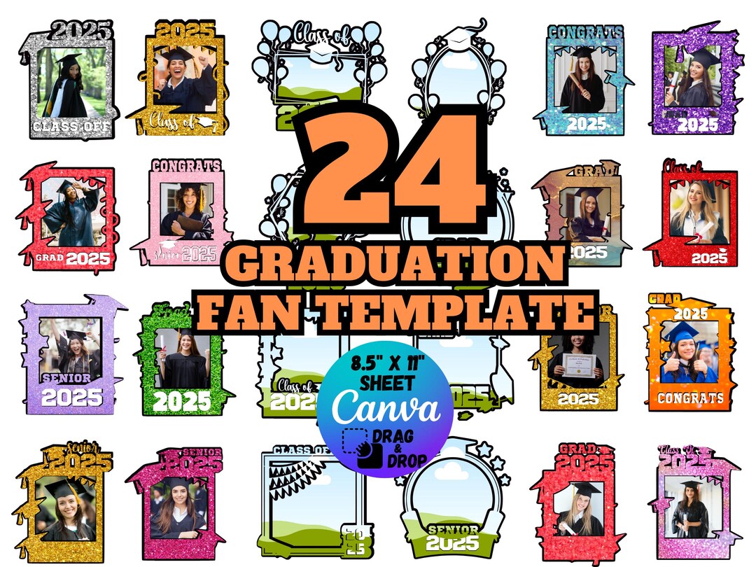 Graduation Fan Template Bundle: Custom Grad Paddle (canva) - Etsy