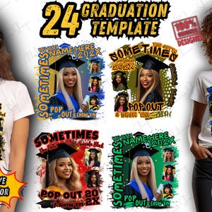 Grad Pop Out  Show Editable Canva Shirt Template, Graduation Insert Photos Editable Canva Template, Class of 2026 Graduation Shirt Design
