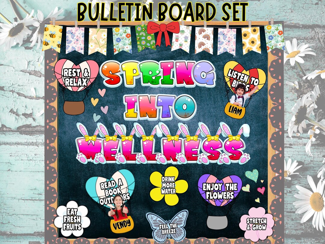 Spring Wellness Bulletin Board Classroom Decor: Printable March April ...
