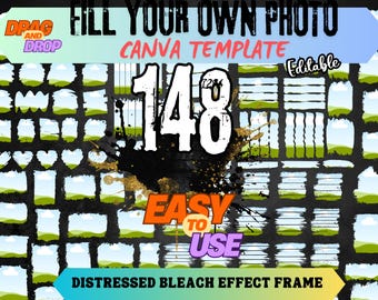 Grunge Bleach Brush Canva Photo Frame Templates (Digital Download)