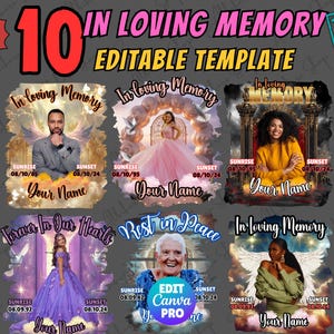 Bundle In Loving Memory Design Editable Canva Template, Funeral & Remembrance, Canva T-shirt Sublimation, Editable Canva Memorial TShirt Png