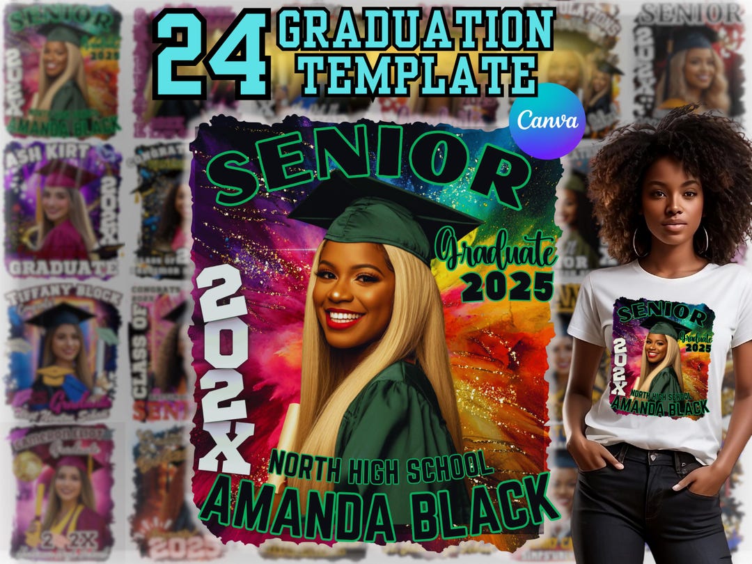 Graduation T-shirt Design Canva Template: Class of 2024 DIY Bundle - Etsy