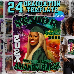 Graduation T-Shirt Design Canva Template: Class of 2024 DIY Bundle