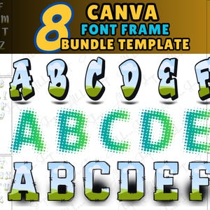 Doodle Letter Canva Frame PNG Template: Fillable Alphabet (Digital Download)