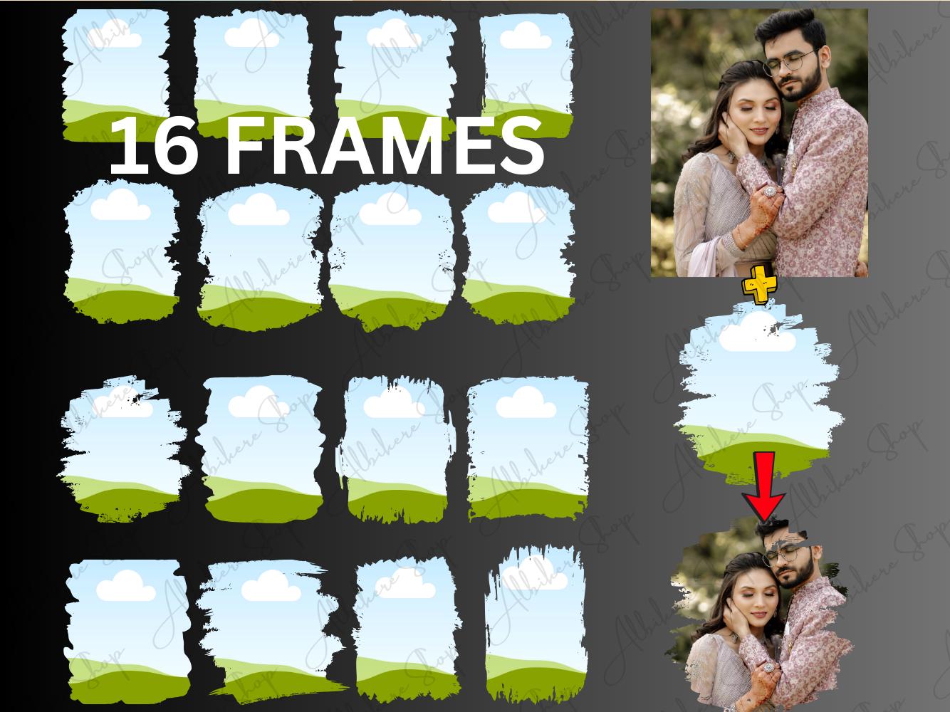Bleach Effect Distressed Canva Frames Bundle: Drag & Drop Photo Collage ...