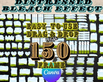 Bleach Effect Canva Frame Template: Distressed Photo Collage (Digital Download)