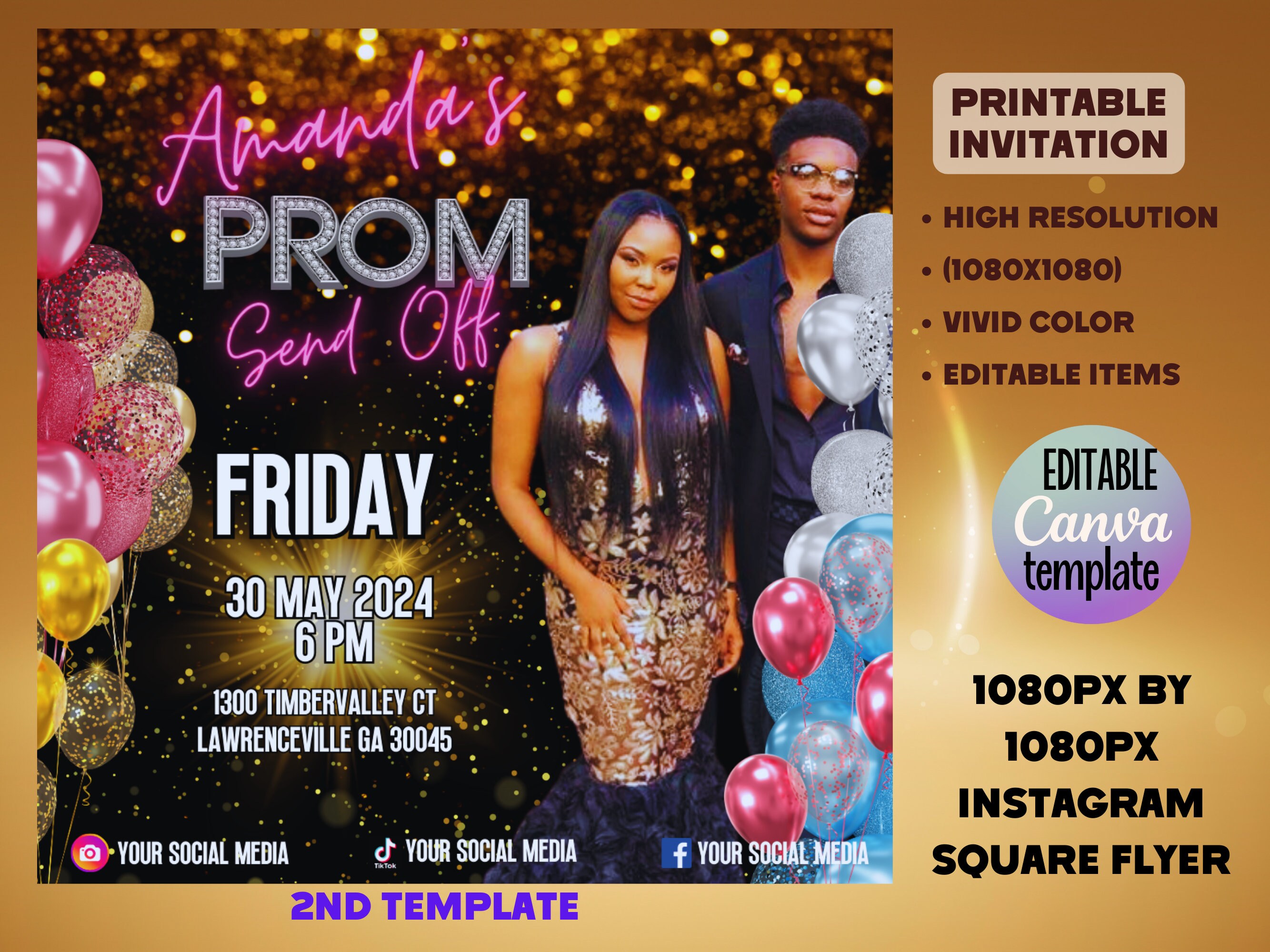 Editable Prom Send off Flyer Template Canva Prom Celebration Black Prom Editable Prom Send off Flyer Template Canva Prom Celebration Black Prom