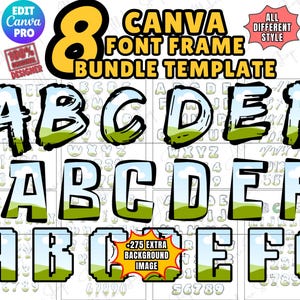 Canva Letter Frames Bundle Doodle Font Png  Template,  Fill Your Own, Alphabet Font Design Photo Collage Editable Fill Printable, Drag Drop