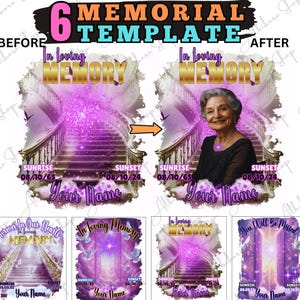 Purple in Loving Memory Memorial Shirt  PNG Template, Editable Shirt Template, Memorial Tshirt Design, Funeral Background, Heavens Stairway