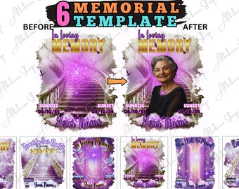 Plantilla PNG de camiseta conmemorativa morada: Diseño funerario editable (Canva Pro)