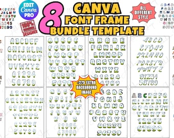 Canva Letter Frames Bundle Doodle Font Png  Template,  Fill Your Own, Alphabet Font Design Photo Collage Editable Fill Printable, Drag Drop