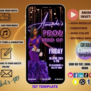 Editable Prom Send off Flyer Template Canva Prom Celebration Black Prom Editable Prom Send off Flyer Template Canva Prom Celebration Black Prom