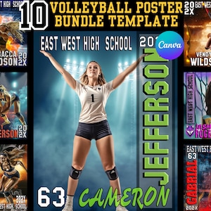 Volleyball Poster Editable Canva Template PNG Sport Poster Template Volleyball High School Senior Night Poster Design Your Own Custom Poster