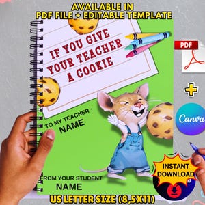 If You Give Your Teacher Cookie Book PDF, Canva Teacher Appreciation Gift End of Year Teacher Gifts Book Template Gift Mouse a Cookie Gift