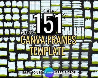 Bleach Effect Distressed Edge Canva Frame Templates, Brushstrokes Canva Frame Template, Fill Your Own Picture Bleach Effect Frame Template