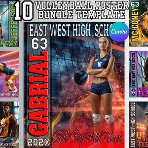 Volleyball Player Poster Canva Template, Senior Sports Poster, Custom Volleyball Backdrop Sports Banner, Senior Volleyball Sports Poster PNG