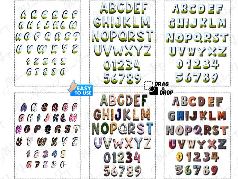 Canva alphabet PNGs designed for digital monogram creations.