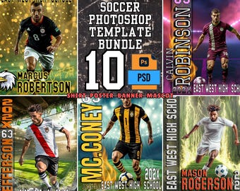 Mallar för Photoshop-affischer för fotbollsspelare: Seniorkvällsbanners (PSD)