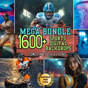 1600+ Bundle Sports Digital Backgrounds, Fog Smoke Overlays, Digital Backdrops, Football, Softball, Soccer, Tennis, Basketball, Volleyball