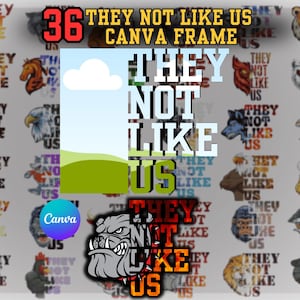 They Not Like Us Template Canva Frame, Drag Drop Your Design Picture 36 Canva Frames Football Mascot Template Tiger Hawk Bear Lion Wolf PNG