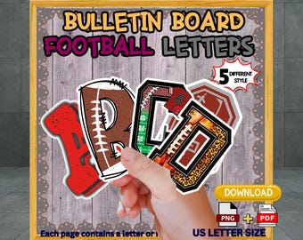 Football Letters Bulletin Board Classroom Decor Alphabets Numbers Digital Download