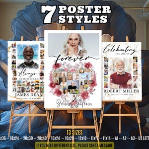 Funeral Photo Collage Poster Template: Memorial Welcome Sign (CANVA)