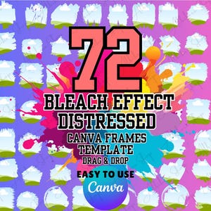 72 bleekmiddeleffect canvaslijsten met noodlijdende rand bundel, foto slepen en neerzetten, bewerkbare sjabloon achtergrond fotocollage sublimatieontwerp, png