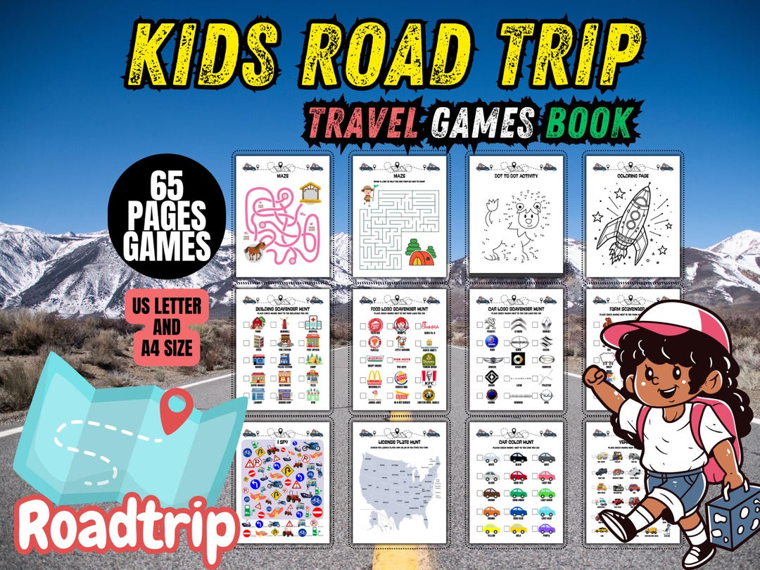 Kids Road Trip Games & Activities Book: Printable Travel Journal (PDF ...