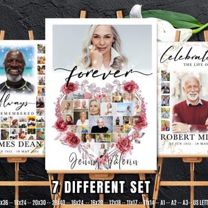 Funeral Welcome Sign Celebration Of Life Poster Templates, Funeral Photo Collage Sign Set Templates, In Loving Memory Sign, Memorial Poster