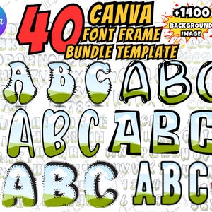 Canva Letter Frames Bundle Doodle Font Png  Template,  Fill Your Own, Alphabet Font Design Photo Collage Editable Fill Printable, Drag Drop