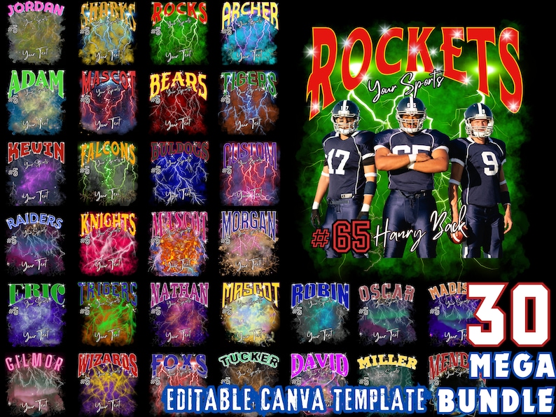 Football Mascot T Shirt Editable Canva Template Bundle