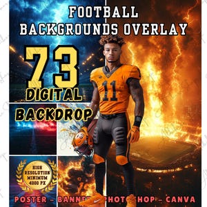 Football Digital Backdrop: Senior Sport Poster Background (Digital Download)