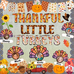 Bulletinboardkit Thanksgiving: klasdecor dankbare kalkoenen, pdf-bestand herfstactiviteit leerlingen