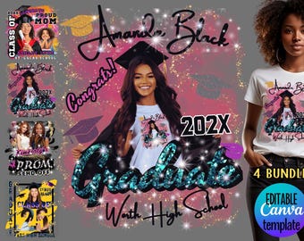 Class of 26 Grad Shirt Graduation Canva T-shirt Templates  2026 Graduate Family Tee Senior Design Grade Templates