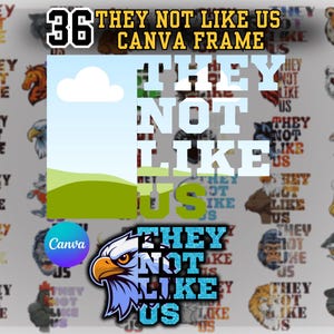 36 They Not Like Us Canva Frame Bundle: Mascot Shirt Template (Digital Download)