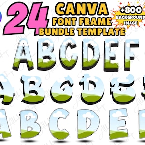 Canva Letter Frames Bundle Doodle Font Png  Template,  Fill Your Own, Alphabet Font Design Photo Collage Editable Fill Printable, Drag Drop
