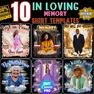 Editable Memorial Shirt Design Templates, Memorial Design, Funeral and Celebration of Life Canva Design Template,Celebration of Life Tshirt