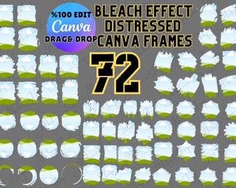 72 Distressed Canva Frames Mega Bundle, Photo Collage Sublimation Design PNG, Fill Your Own Design Canva, Editable Add Picture Photos Design