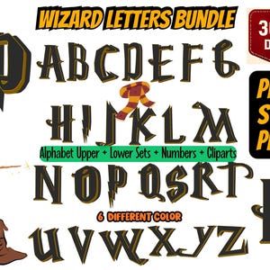 Potter Font Wizard Letter PNG SVG Bundle Halloween Letters Printable Bulletin Board Kit Alphabets Classroom Decor Teacher Resources PDF File