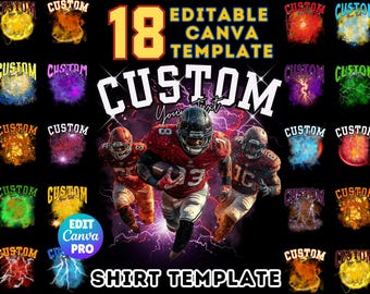 Editable Football T-Shirt Template: Canva Mascot Design (Digital Download)