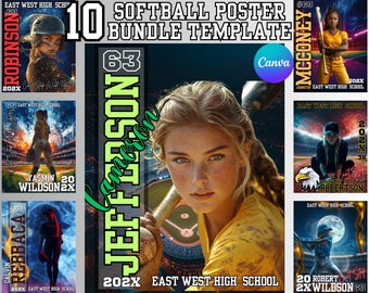 Softball Poster Canva Template: Custom Baseball Senior Night Banner Digital Download